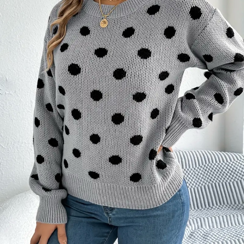 Chic Black Polka Dot Sweater